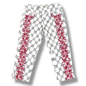 Slim-Sation by Multiples Size 8 Pull on English Floral Embroidered Pants